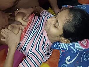 Lonely indian housewife fingers her pussy passionately on sofa.