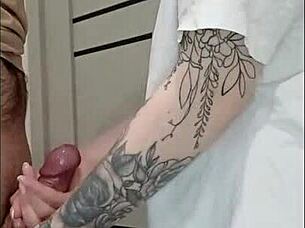 stepmoms friend jerked off my dick at house party with small cock fetish 😏🍆💦