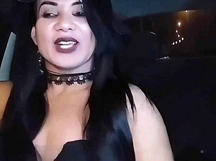 I can't resist flashing my cute Latina body in the car on Halloween