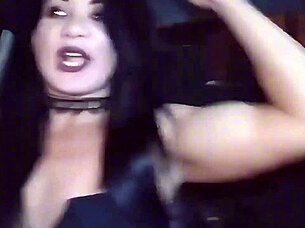 I can't resist flashing my cute Latina body in the car on Halloween