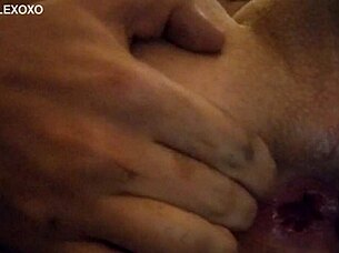 teen amateur fingers her ass in close up while wearing clown paint