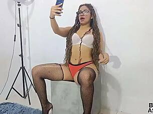 In a college dorm, a petite woman gets bent over by a big black cock.