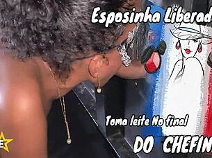 😏 Young wife sucks cocks at gloryhole party, what a wild brunette adventure!