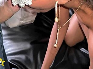 😏 Young wife sucks cocks at gloryhole party, what a wild brunette adventure!