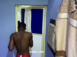 Gateman caught the house girl off guard and fucked her hard until he pumped cum deep inside her tight pussy for creampie.