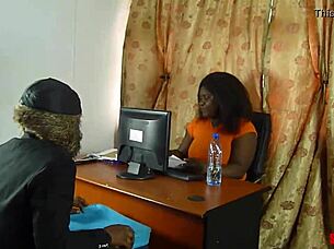 She bent over for a deep doggystyle pounding from the ebony interviewer, leading to a creampie finish on the bed.