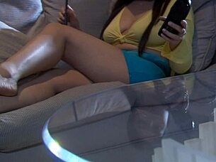 Gorgeous brunette milf enjoys playful sex with cum on her sexy feet