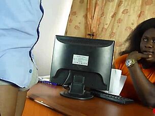 She bent over for a deep doggystyle pounding from the ebony interviewer, leading to a creampie finish on the bed.