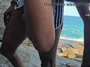 Dominating Two Muscular Bodybuilders At Once On The Beach Edge