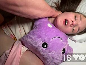 stepsister craves rough big cock pounding and creampie in petite pussy