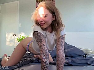 My Home Solo Video With Squirt! Young Blonde Babe's Cute Skinny Body And Pretty Ass In Close-Up Action!