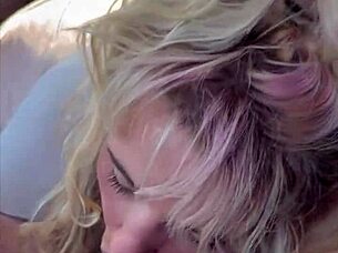 i cant believe this pretty hooker gets on her knees to let a man cum in her mouth after an amazing blowjob outdoors