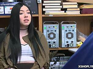 Hot Shoplifter with Big Tits Gets Enjoyed by LP Officer in Office