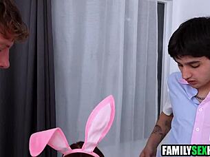 hey, these step sons are competing hard for their step mom's full attention in a wild threesome