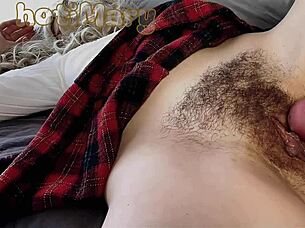 Big cock guy says, Risky fucking this hairy wet pussy for closeup creampie!