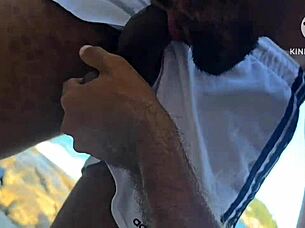 Dominating Two Muscular Bodybuilders At Once On The Beach Edge