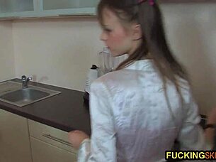 Skinny Horny Babe Calls Guy For Tight Asshole Anal Fucking And Cumshot