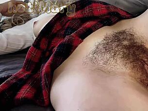 Big cock guy says, Risky fucking this hairy wet pussy for closeup creampie!