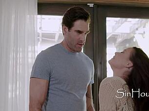 trusty and handsome plumber fixes leaking pipes