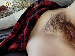 Big cock guy says, Risky fucking this hairy wet pussy for closeup creampie!