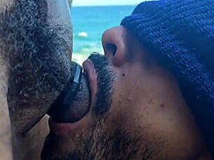 Dominating Two Muscular Bodybuilders At Once On The Beach Edge