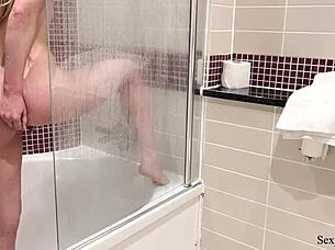 In a casual hotel stay, the milf and young amateur shared a bed, riding to intense orgasm.