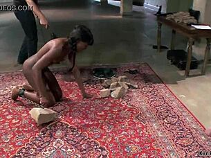 ebony babe tied up, whipped, vibrated, and roughly fucked 😈