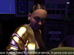 Getting some deepthroat action at the triangle club with ebony milf!