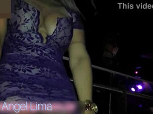 Angel Lima went out without panties to the club party, flashing her sexy ass and tits outdoors in public.
