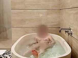 Hey, watch this japanese college student bathing with cute small tits and feet emoji 😊🛁