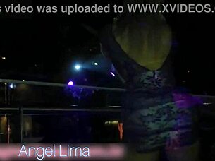 Angel Lima went out without panties to the club party, flashing her sexy ass and tits outdoors in public.