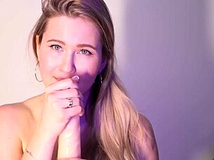 Hey, check out this cute blonde with big boobs getting a wet massage on her pussy.