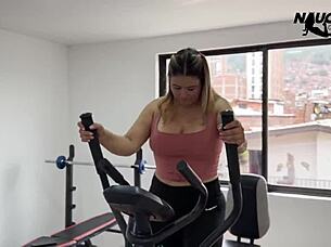 he masturbates in the gym while talking to his lover