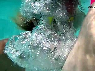 Feeling all the passion with cum everywhere from Cruz's blowjobs in pool.