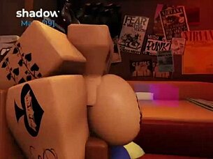 roblox slut bends over for deep anal with big black cock. then rides until filled with cum in ass.