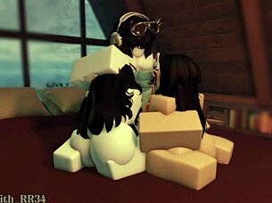 Threesome action with two fans in wild group session