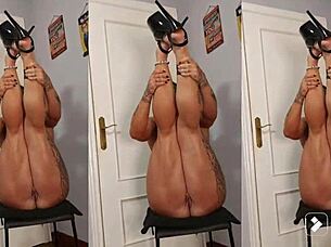 muscular mature with big tits and big clit demands vicious anal assfucking. she squirts from rimjob and deepthroat action on tattooed body.