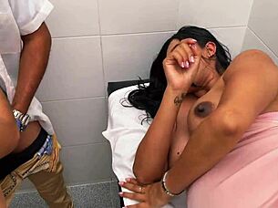 Stunning skinny lesbian contrasts with curvy pregnant woman during intense fucking session