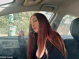 hey artemisia love, you're that italian long hair hot milf doing solo smoking fetish in the car?