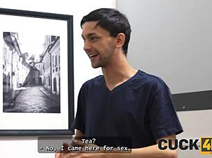 Pregnant Czech Blonde Fucks Stranger On Sofa While Husband Watches In Cuckold Sex Scene With Natural Tits