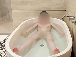 Hey, watch this japanese college student bathing with cute small tits and feet emoji 😊🛁
