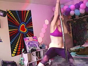 Whoa, watch this cute nympho strip down, tease with her wet pussy, and twerk that big ass!