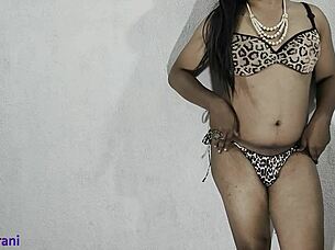 I'm loving this animal print outfit part 1 as Indian shemale crossdressing sensually