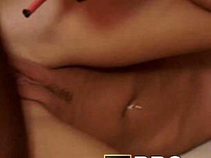 petite teen blonde nesty gets her small tits kissed then pussy licked and sideways fucked by big black cock dude