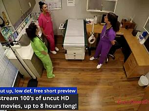 hey, check out angelica cruz, lenna lux, and reina getting hands-on in this nurse fetish scene
