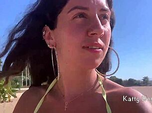 Wild 18 Yo Girl Boldly Pees On Public Beach Soaking Panties Before Sunbathing