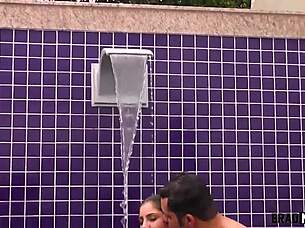 baixinha rabuda nina lins took a deep pounding in doggystyle. her tight pussy got filled with hot cum.