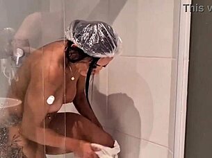 i give cute latina a blowjob after her bath and we get wild with anal action