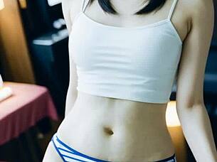 Blindfolded Asian girls enjoy a sensual lingerie massage session with panties play. 😊