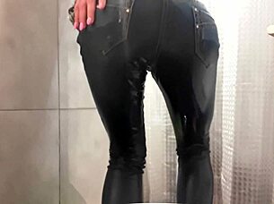 desperate pee soaking my jeans and pink high heels in this homemade european fetish clip